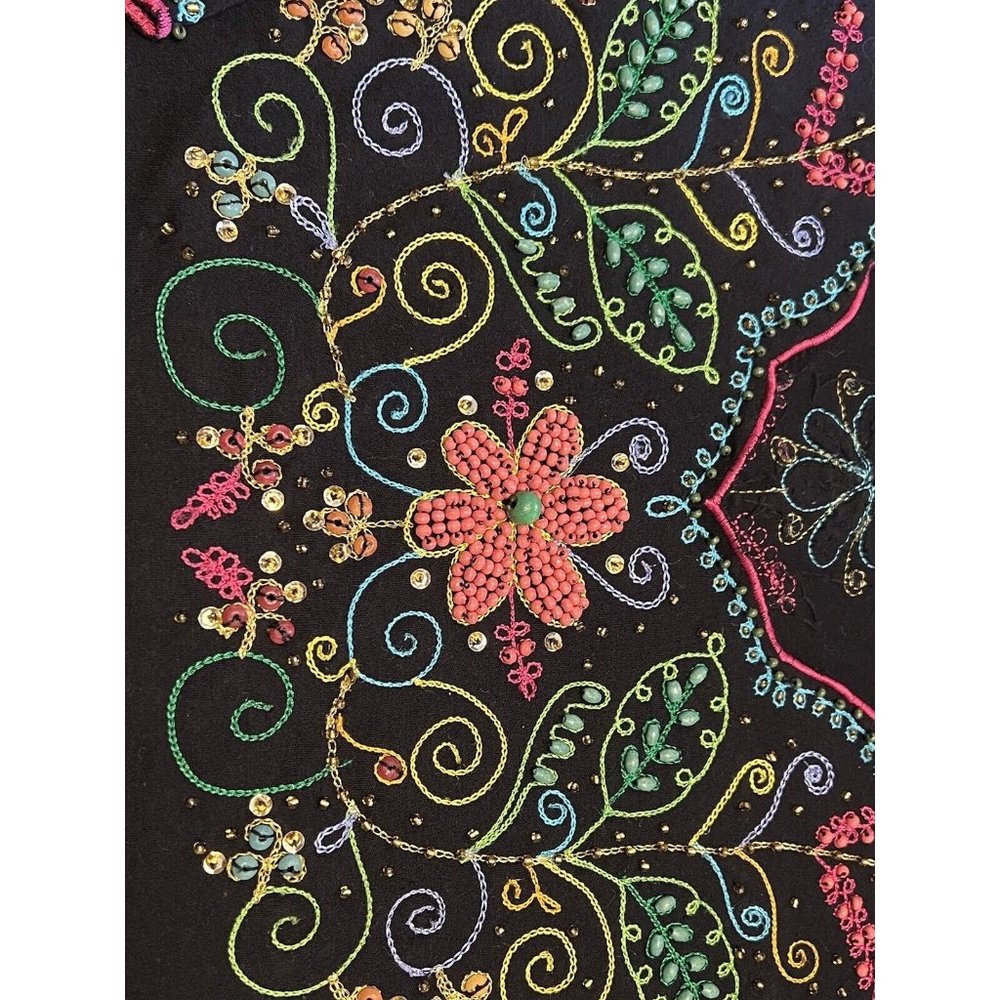 Berek Womens Size Large Flowered Shirt Long Sleeve Beaded - Picture 4 of 14